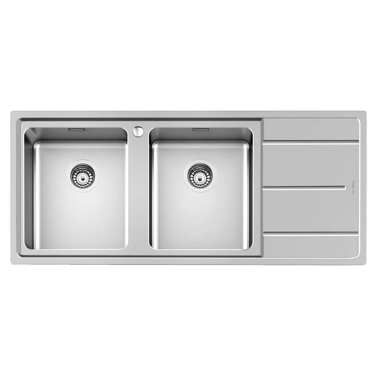 Foster Evo Double Bowl Kitchen Sink with Draining Board Left Handed 1160x500mm Brushed Stainless Steel