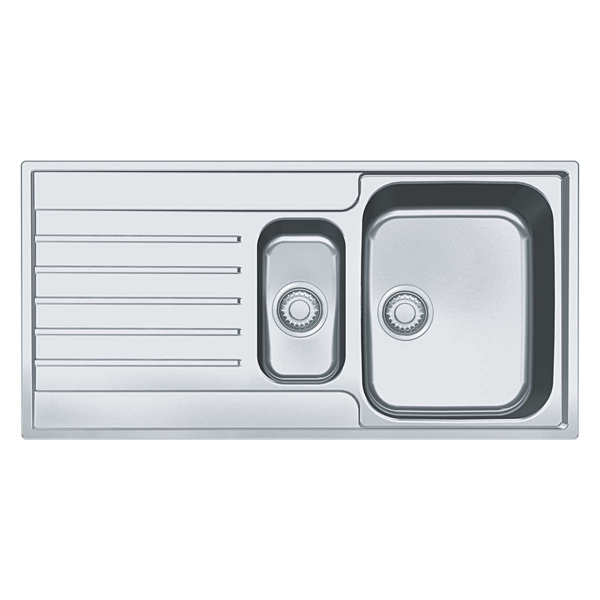 Franke Argos 1.5 bowl top mounted kitchen sink drainboard matt stainless steel 1000x510mm