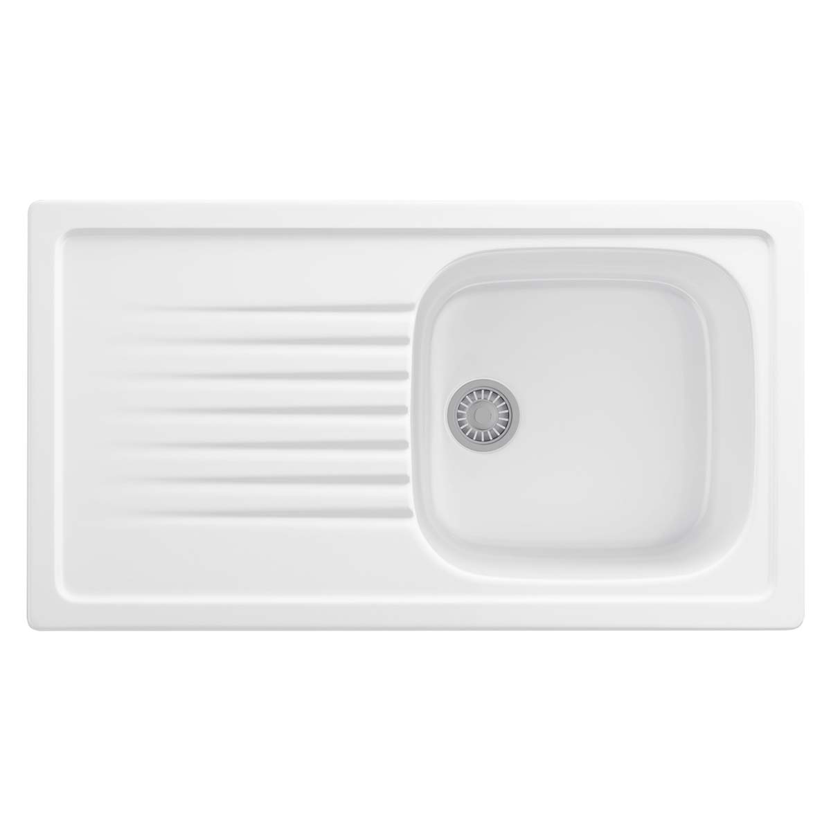 Franke Elba Ceramic Kitchen Sink with Draining Board and Waste - 920x510mm - Gloss White