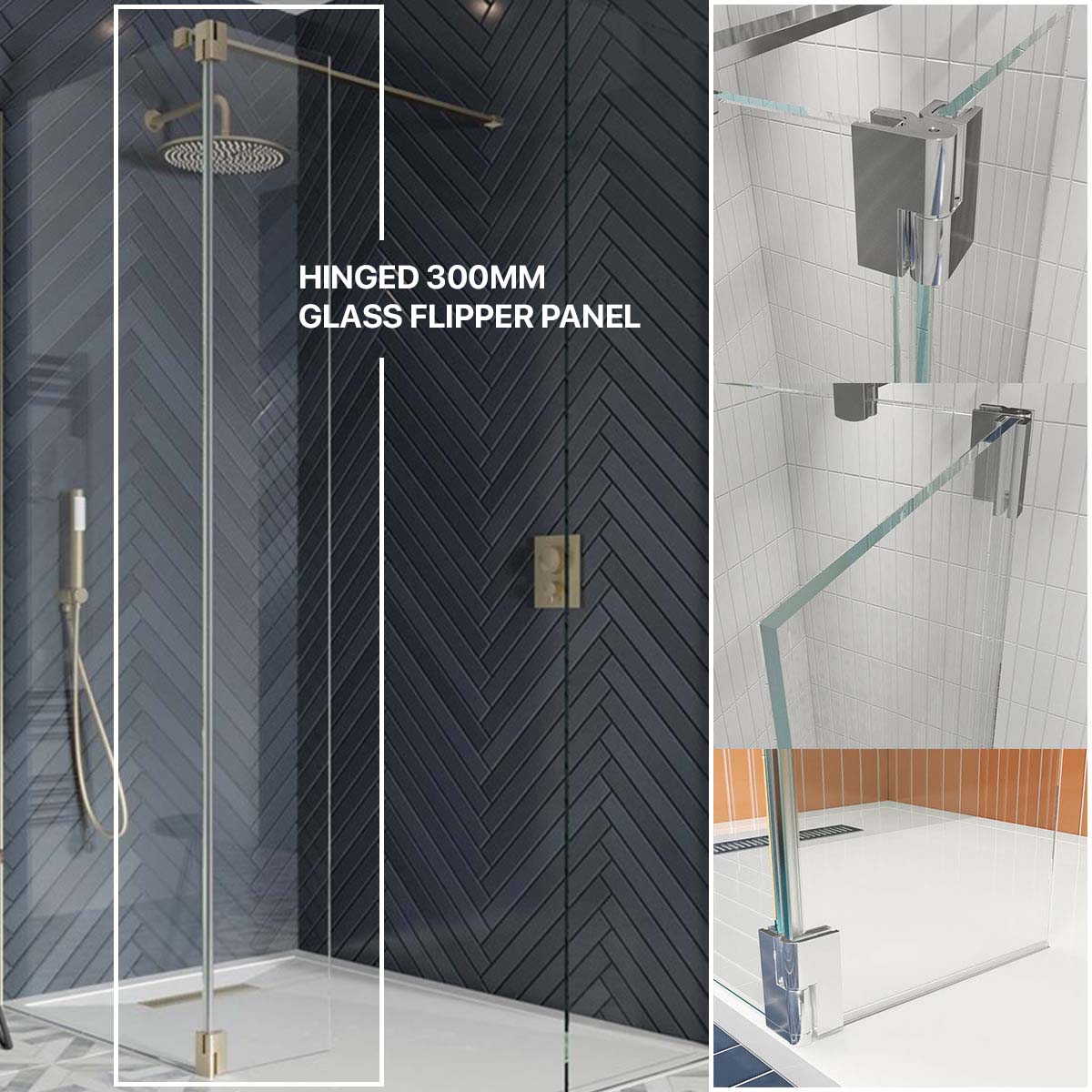 G8 Brushed Brass Flipper Panel for Granlusso 8 Wetroom Screen