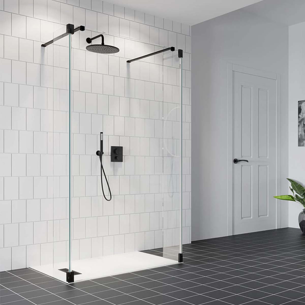 G8 Matt Black Flipper Panel for Granlusso 8 Wetroom Screen