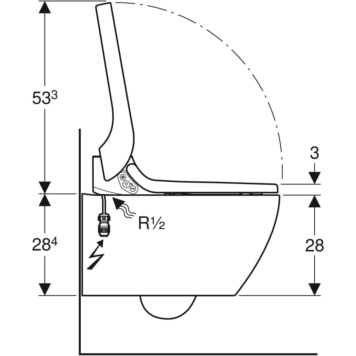 Geberit AquaClean Tuma Comfort Rimless Wall Mounted Shower WC Pan With Soft Close Toilet Seat