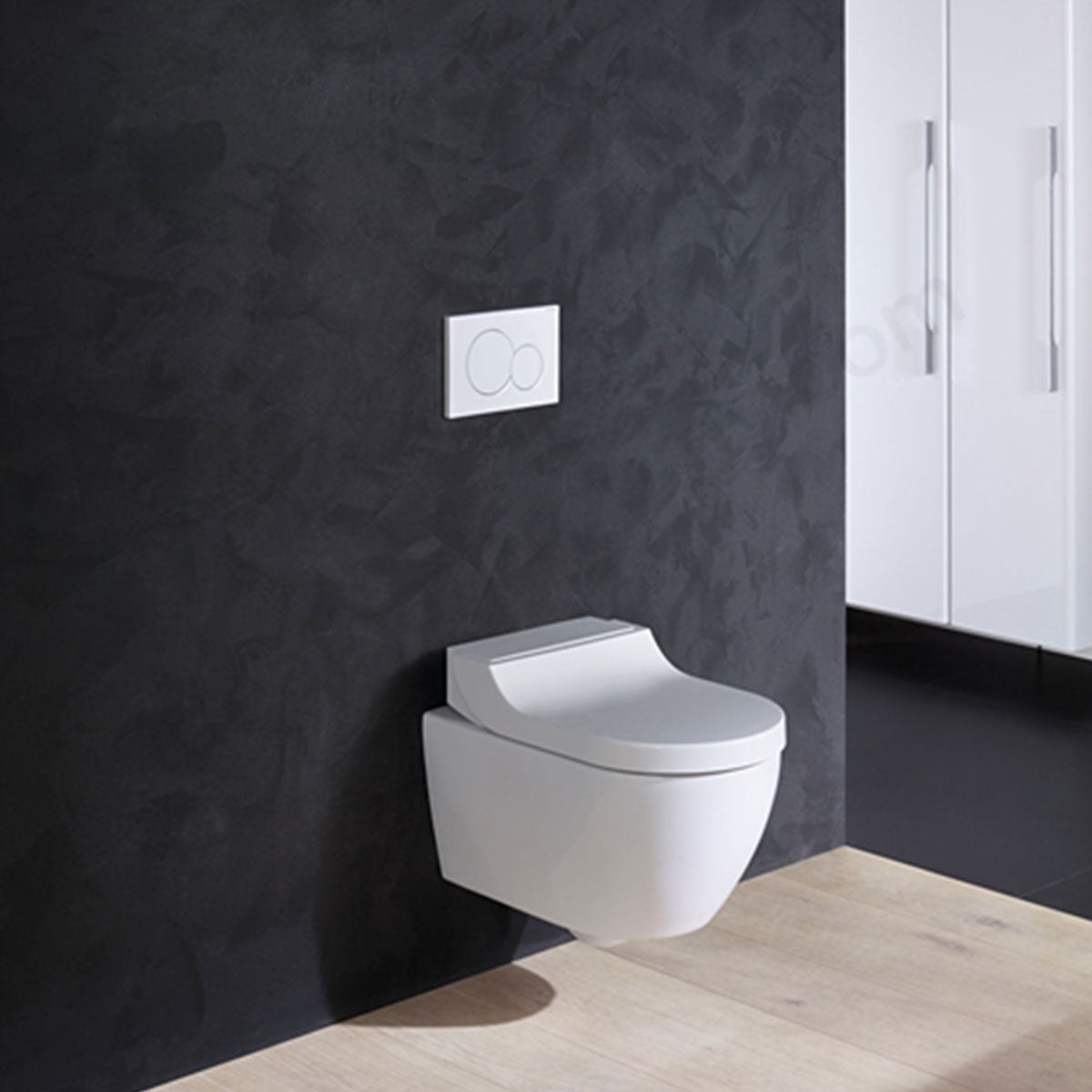 Geberit AquaClean Tuma Comfort Rimless Wall Mounted Shower WC Pan With Soft Close Toilet Seat