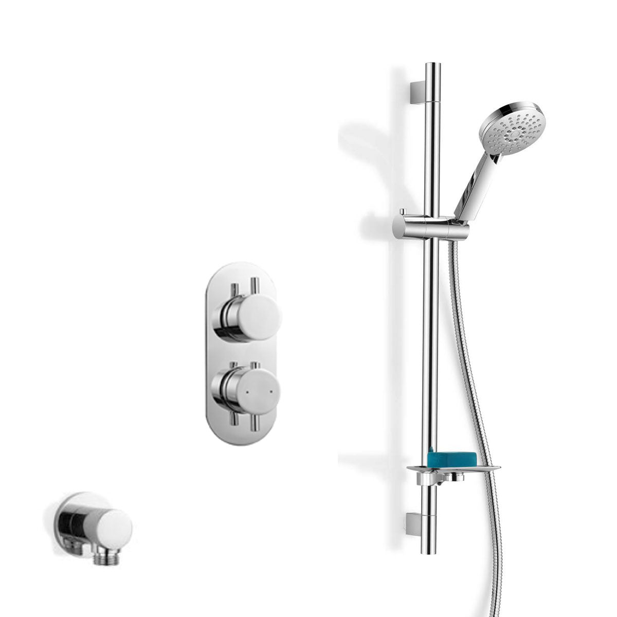 Georgia Thermostatic Concealed Single Outlet Valve with Shower Slide Rail & Handset Kit
