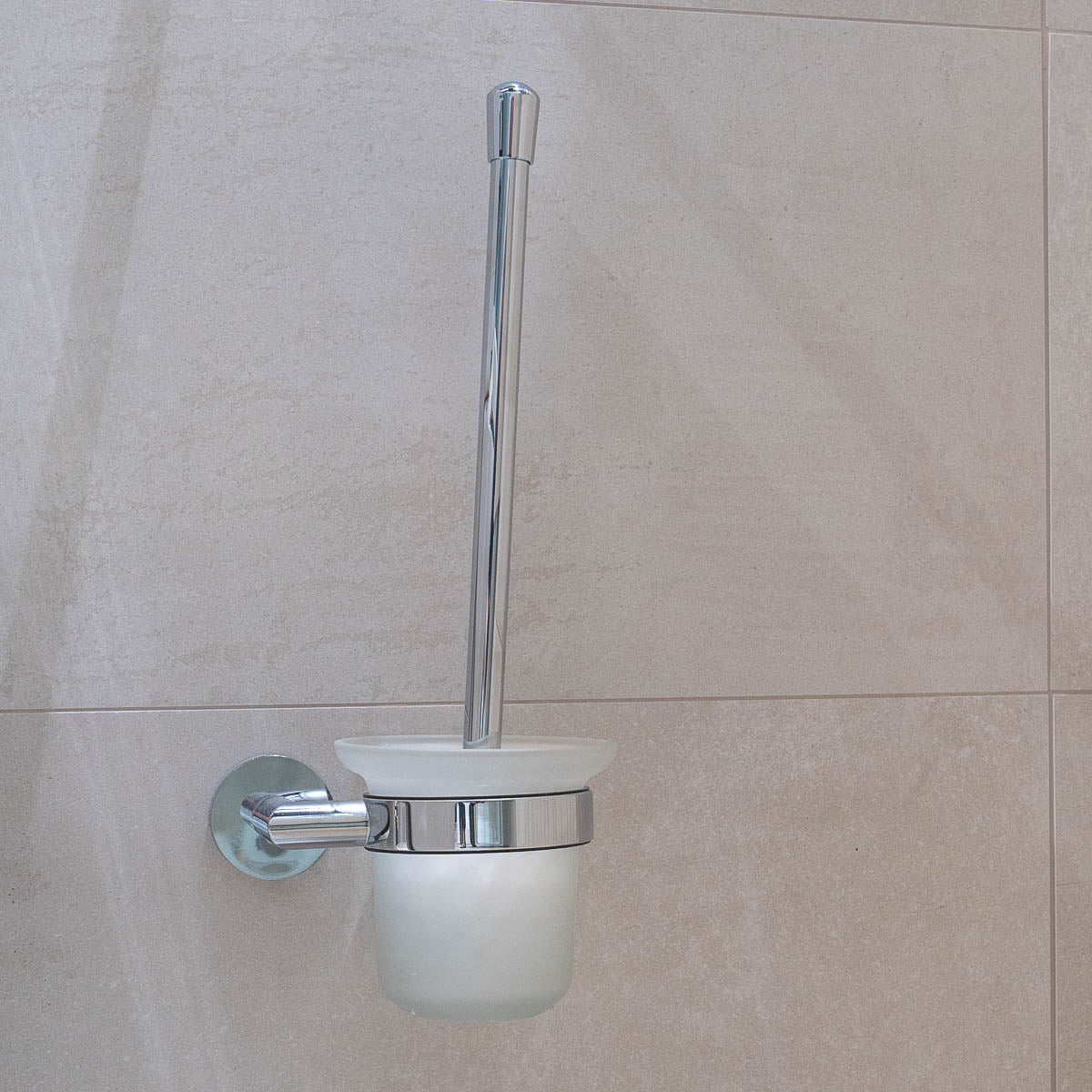 Deluxe Georgia Frosted Glass Toilet Brush Holder