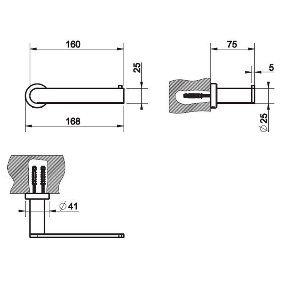 Gessi Emporio Toilet Roll Holder Dimensions
