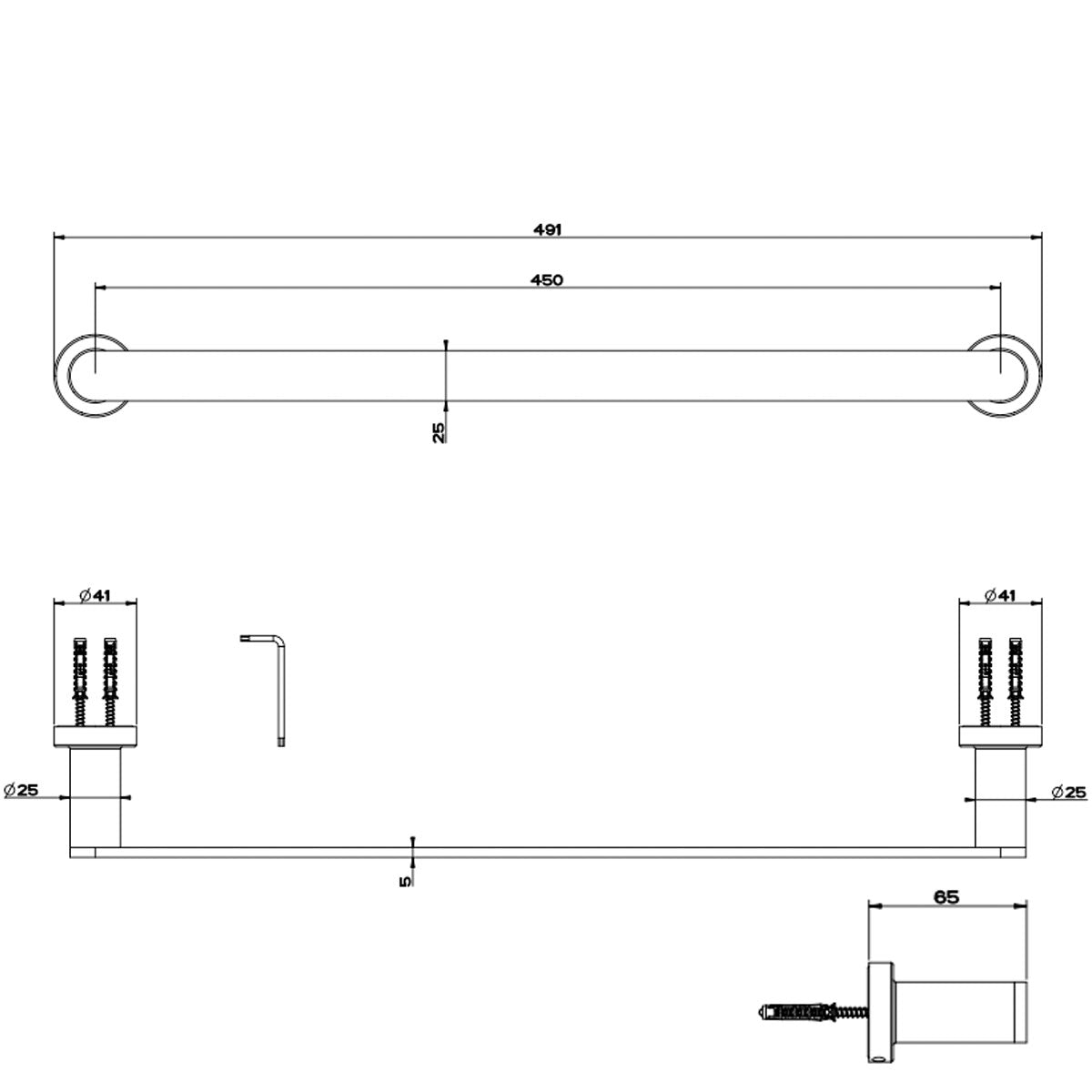 Gessi Emporio Towel Rail Dimensions