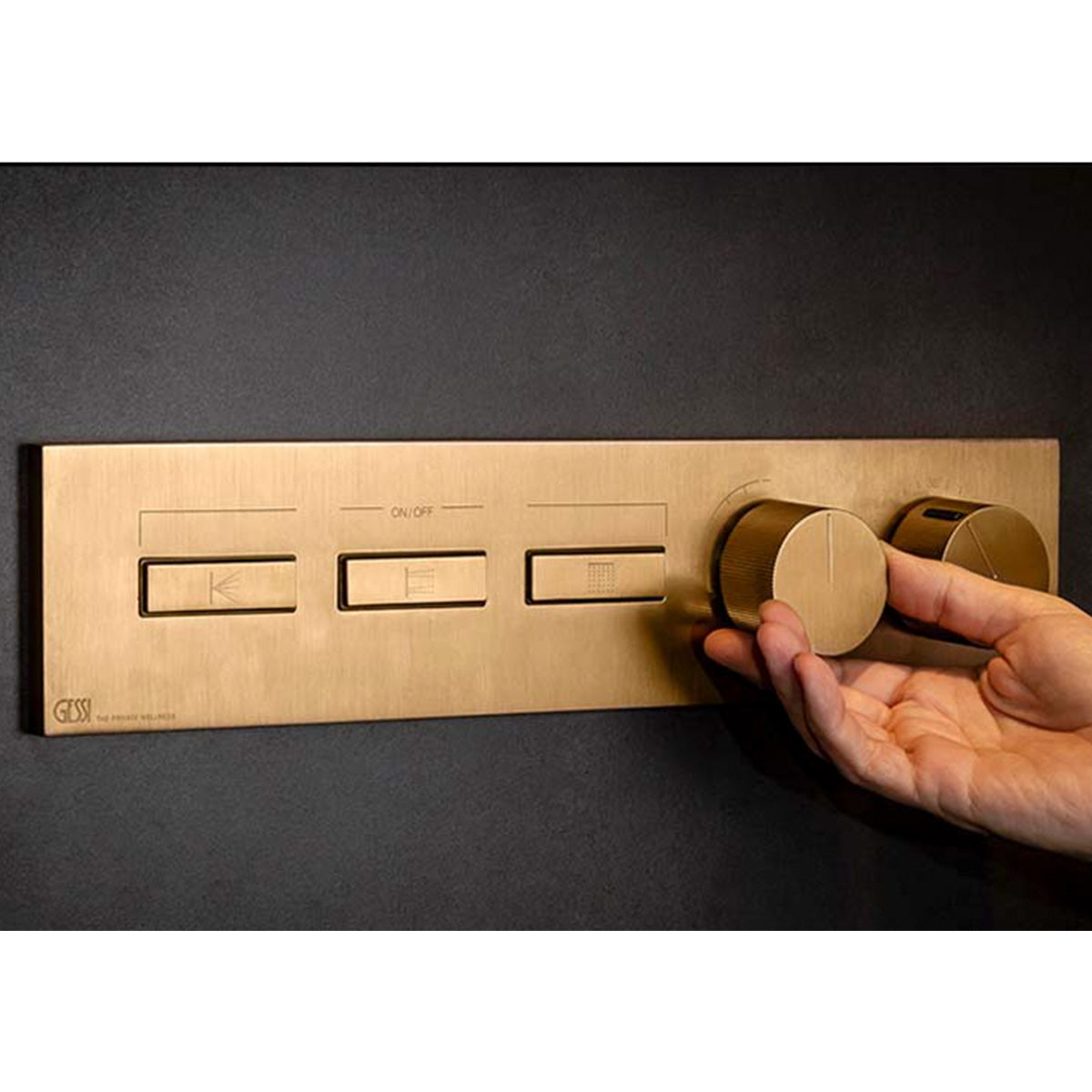 Gessi Hifi linear 3 way shower valve brushed brass