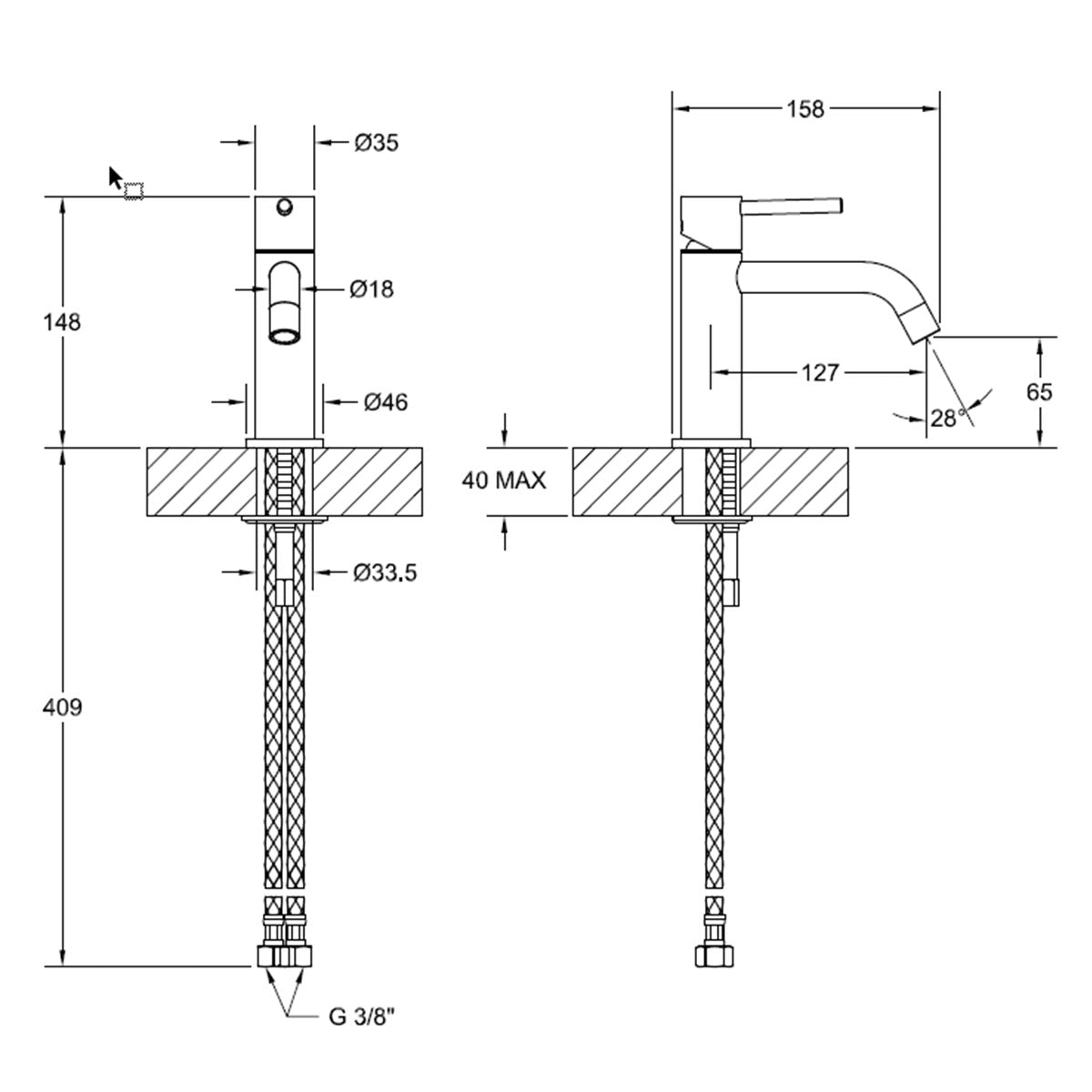 Gessi Via Tortona Basin Mixer Tap Diagram
