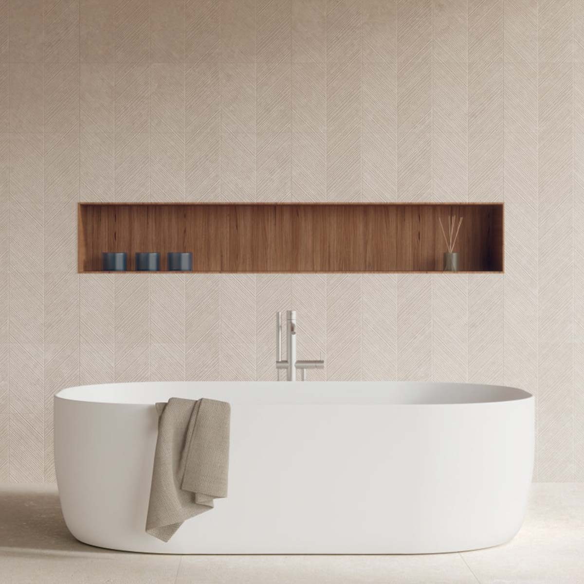 Ghent Beige Decor Wall Tile 33x100cm Lifestyle