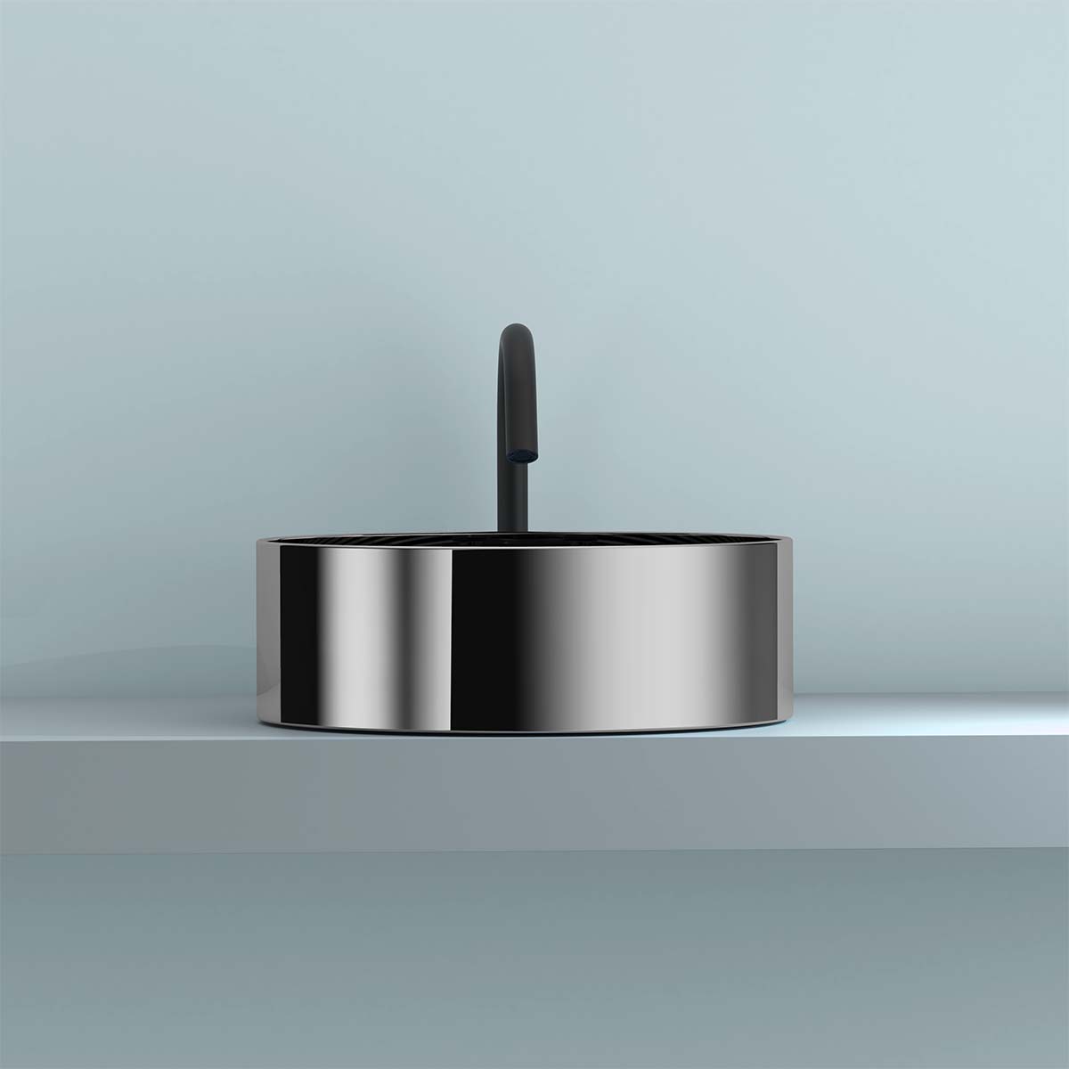 Granlusso Countertop Round Basin with Slim Edges Silver