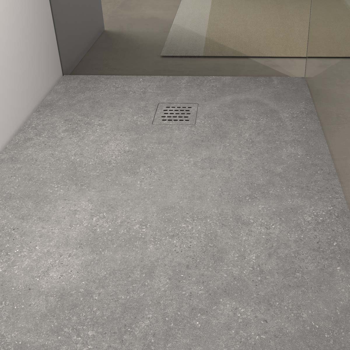 Granlusso Imagine Slate Effect Shower Tray Ash Concrete