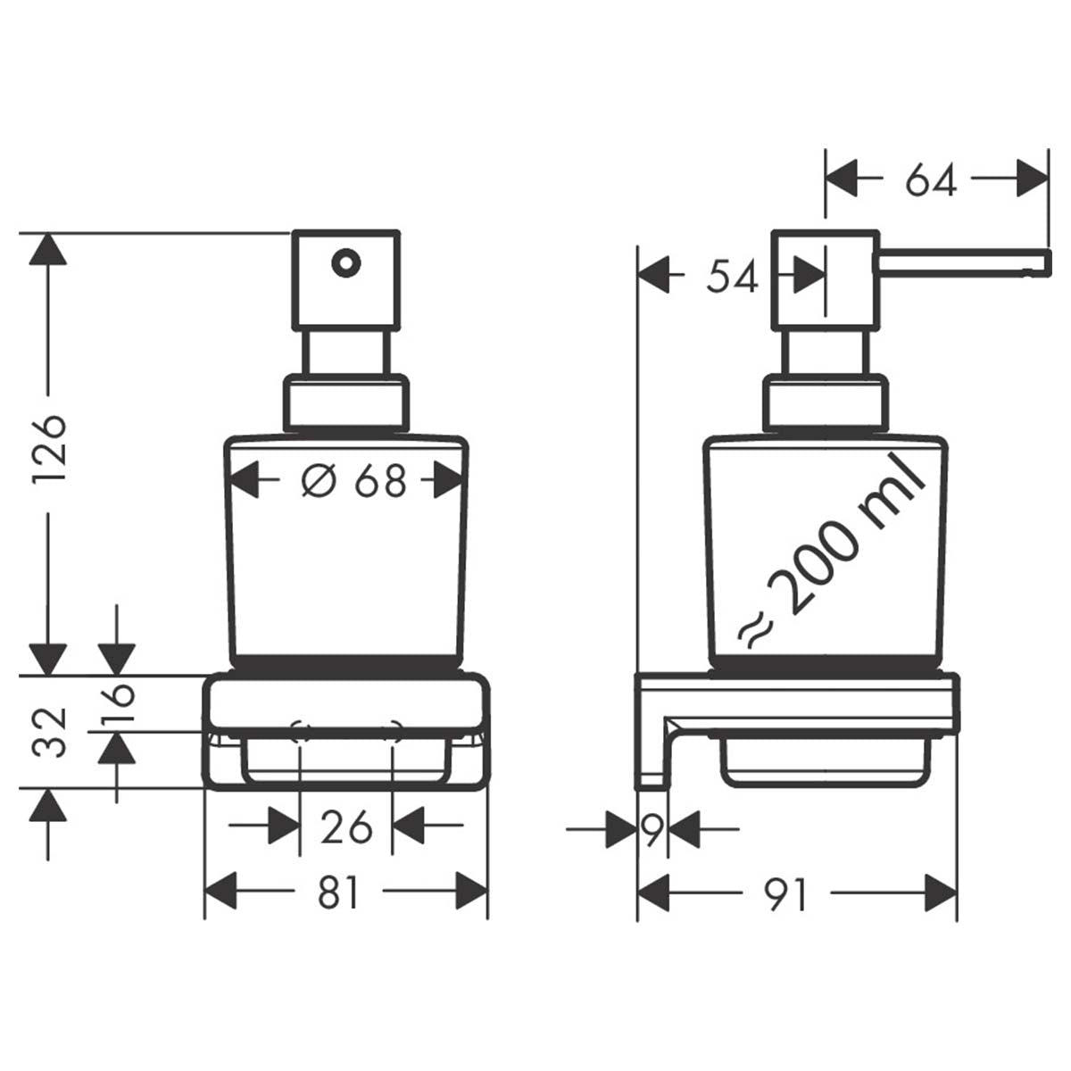 Hansgrohe AddStoris Soap Dispenser Dimensions