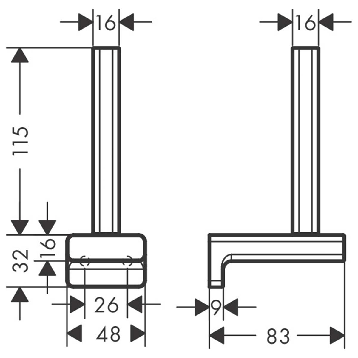 Hansgrohe Addstoris Spare Toilet Roll Holder Dimensions