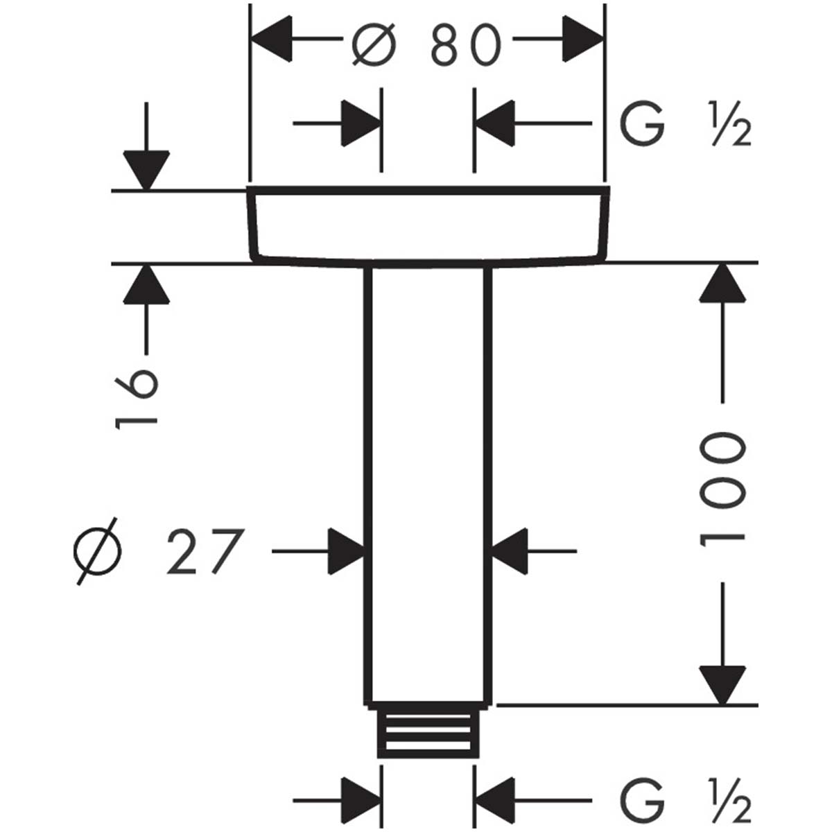 Hansgrohe Ceiling connector S 100mm