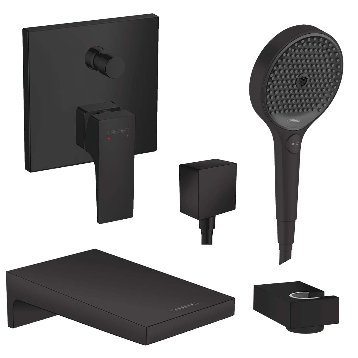 Hansgrohe Metropol Single Lever Bath Mixer with Spout and Rainfinity Shower Handset - Matt Black