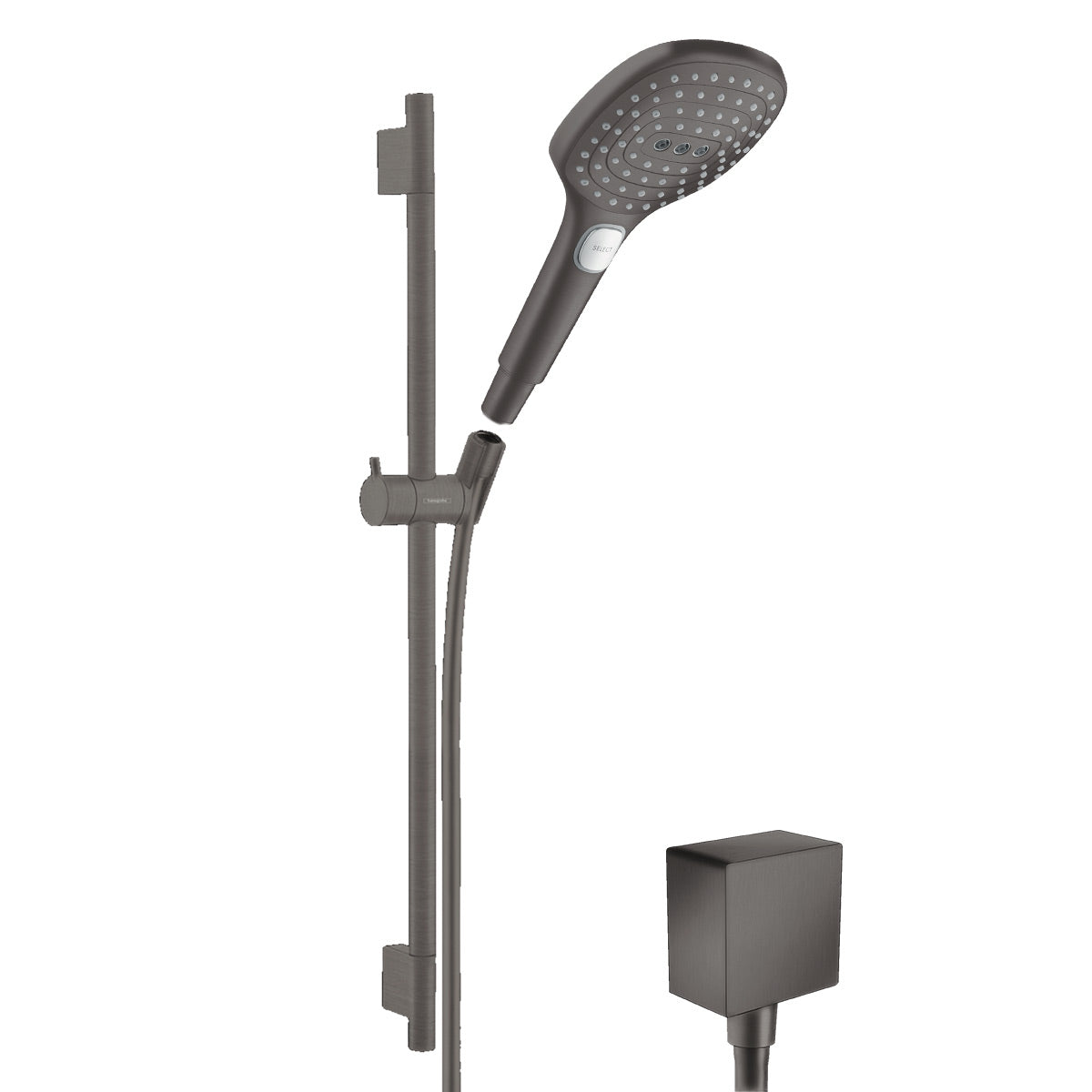 Hansgrohe Square 2 Output Push Thermostatic Slide Rail Kit Brushed Black