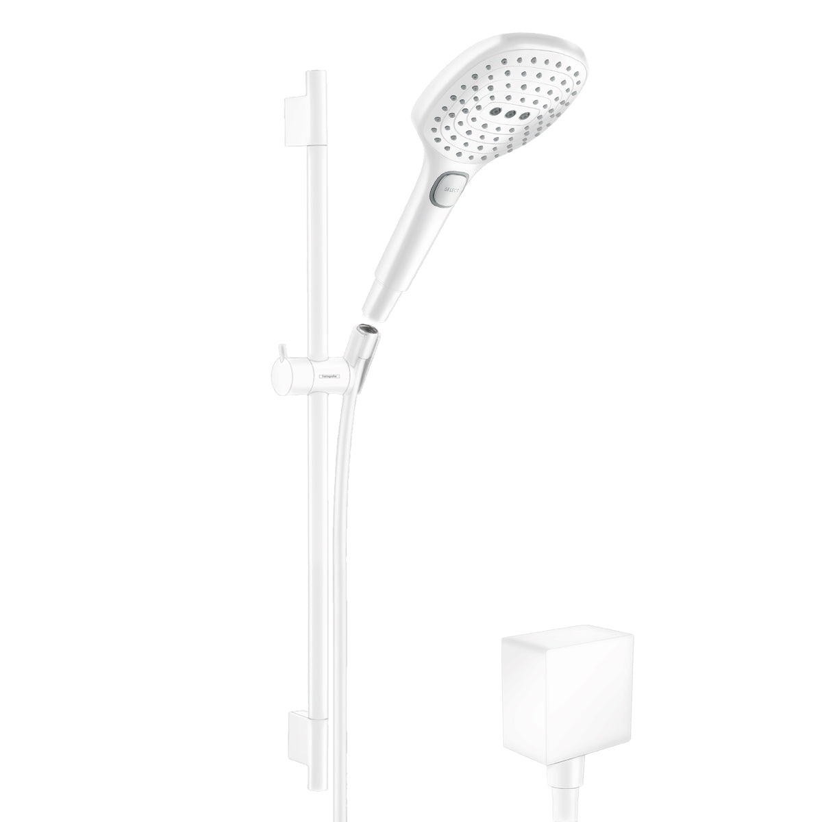 Hansgrohe Square 2 Output Push Thermostatic Slide Rail Kit Matt White