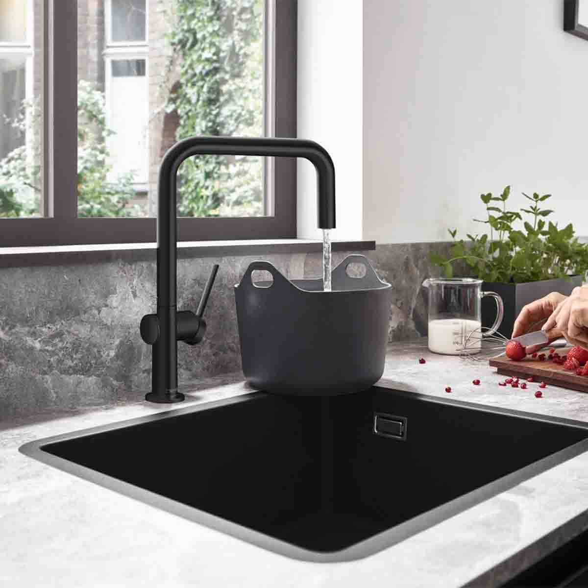 Hansgrohe Talis M54 Single lever kitchen mixer U220 with swivel spout matt black