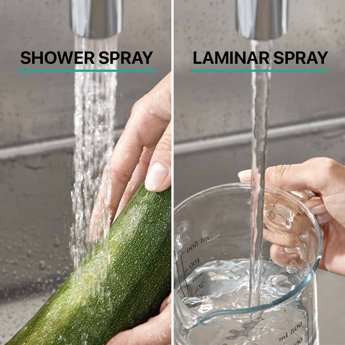 Hansgrohe Talis Select M51 2 jet Single lever kitchen mixer 300 tap with swivel spout and pull out spray patterns