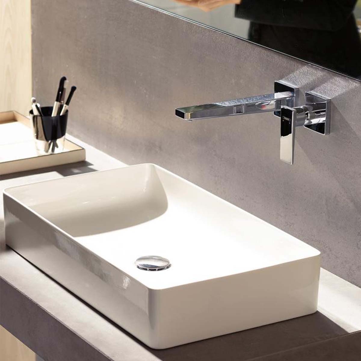 Hansgrohe metropol wall mounted 2 hole single lever basin mixer chrome