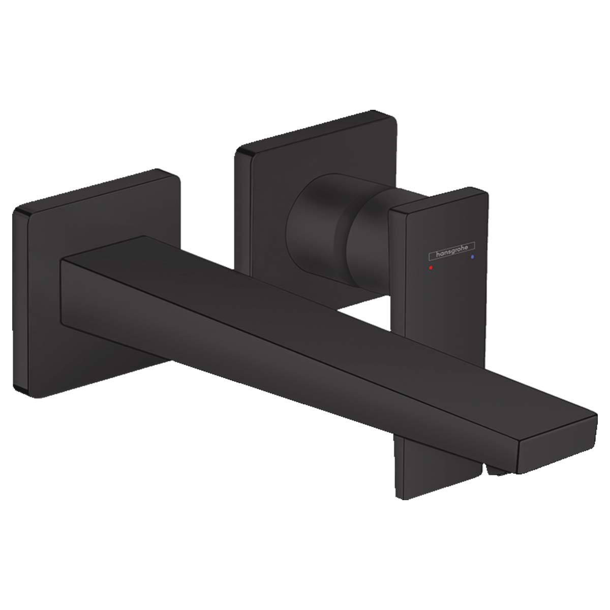 Hansgrohe metropol wall mounted 2 hole single lever basin mixer matt black