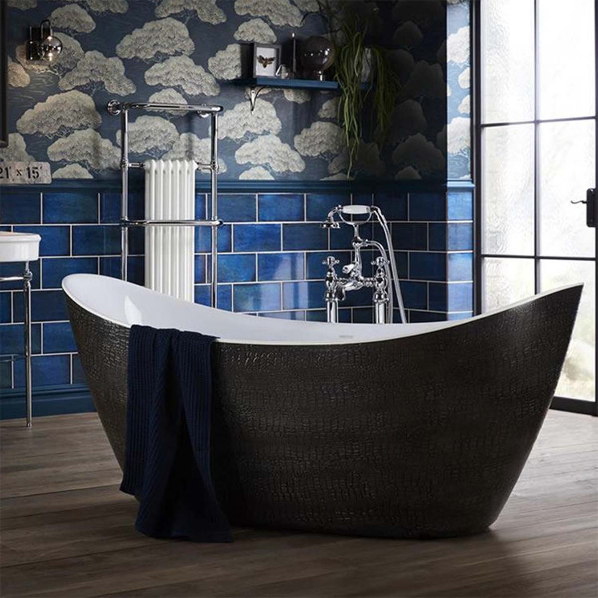 Heritage Alderley Freestanding Acrylic Slipper Bath 1730x730mm Mock Croc Skin Effect Lifestyle