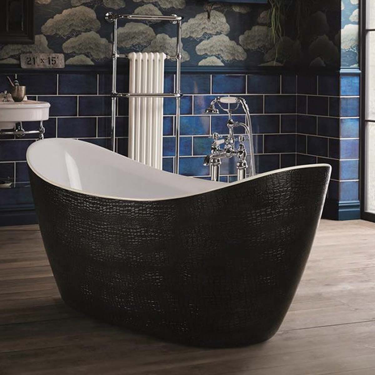 Heritage Alderley Freestanding Acrylic Slipper Bath 1730x730mm Mock Croc Skin Effect Lifestyle