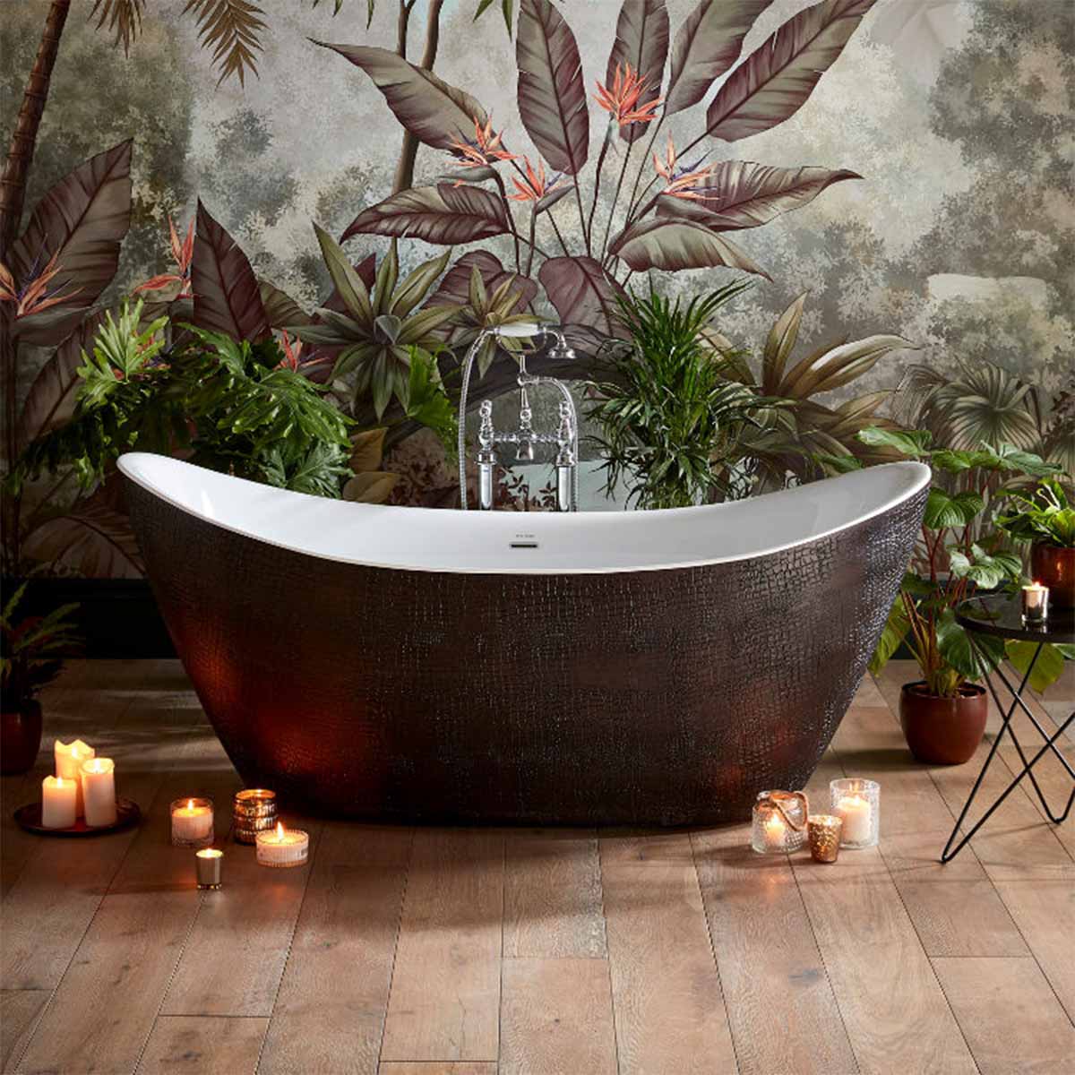 Heritage Alderley Freestanding Acrylic Slipper Bath 1730x730mm Mock Croc Skin Effect Lifestyle