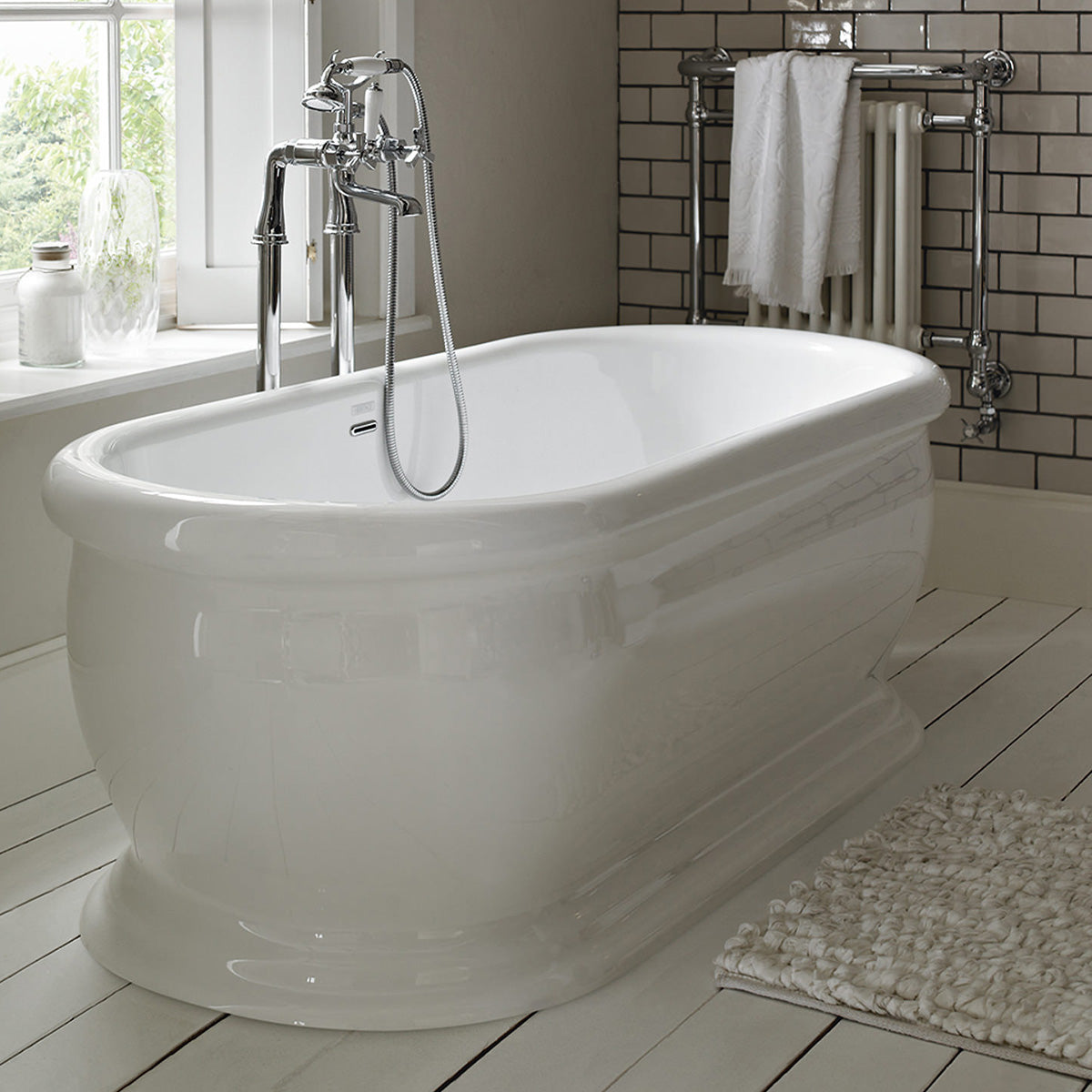 Heritage Derrymore Roll Top Freestanding Double Ended Acrylic Slipper Bath 1745x790mm White Gloss Lifestyle