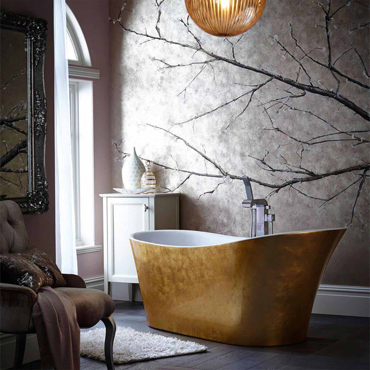 Heritage Hollywell Freestanding Acrylic Bath 1710x745mm Gold Metallic Effect Lifestyle