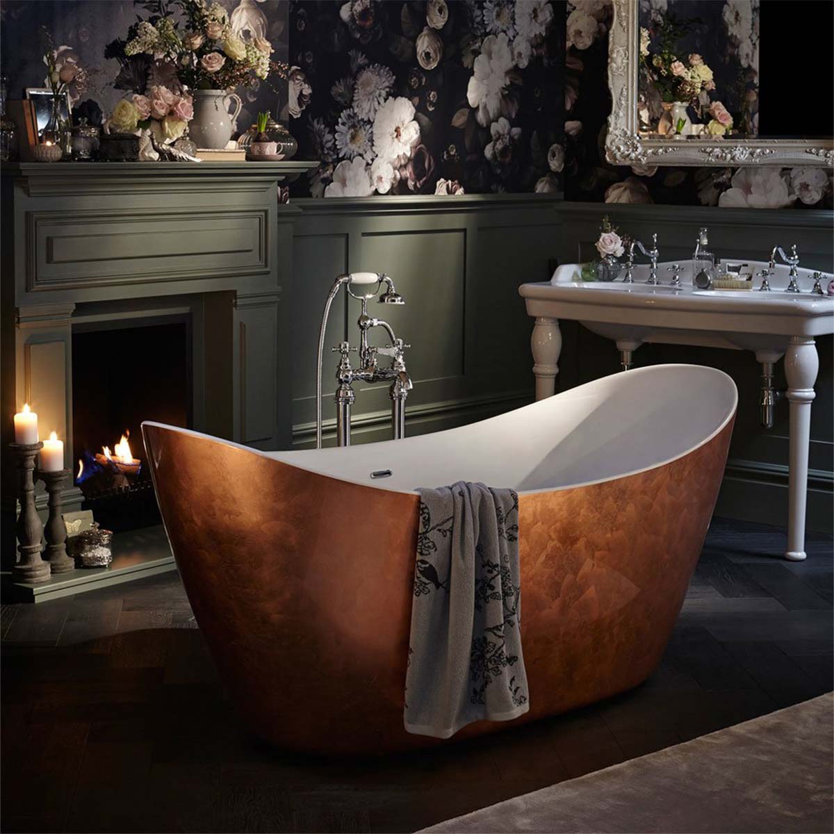 Heritage Hylton Freestanding Acrylic Bath 1730x730mm Copper Effect Lifestyle