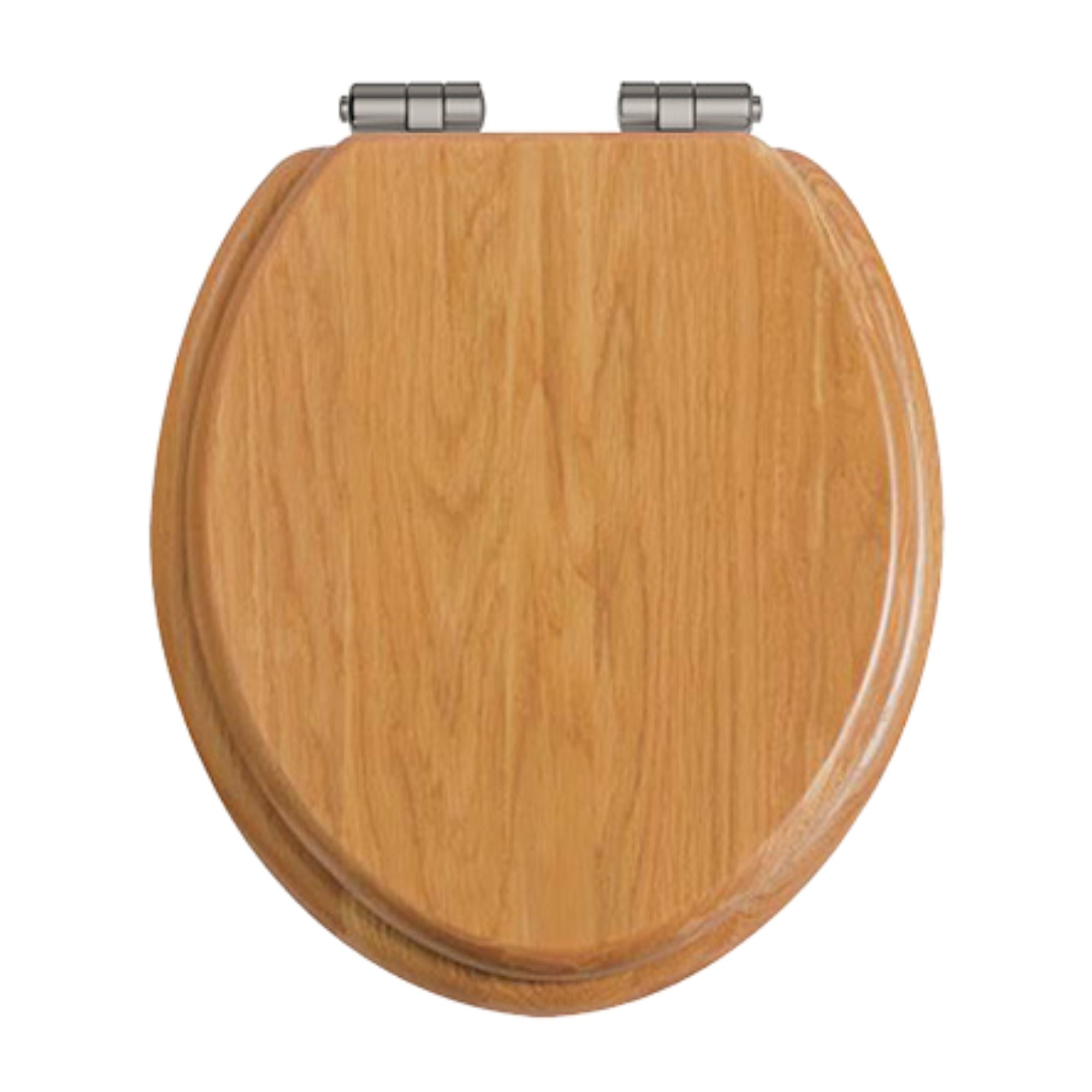 Heritage Traditional Toilet Seat With Soft Close Brushed Nickel Hinges Oak