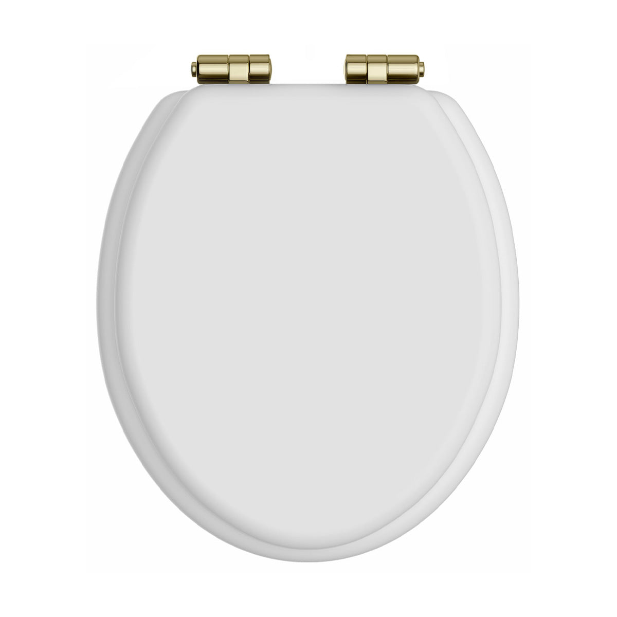 Heritage Traditional Toilet Seat With Soft Close Gold Hinges White Gloss