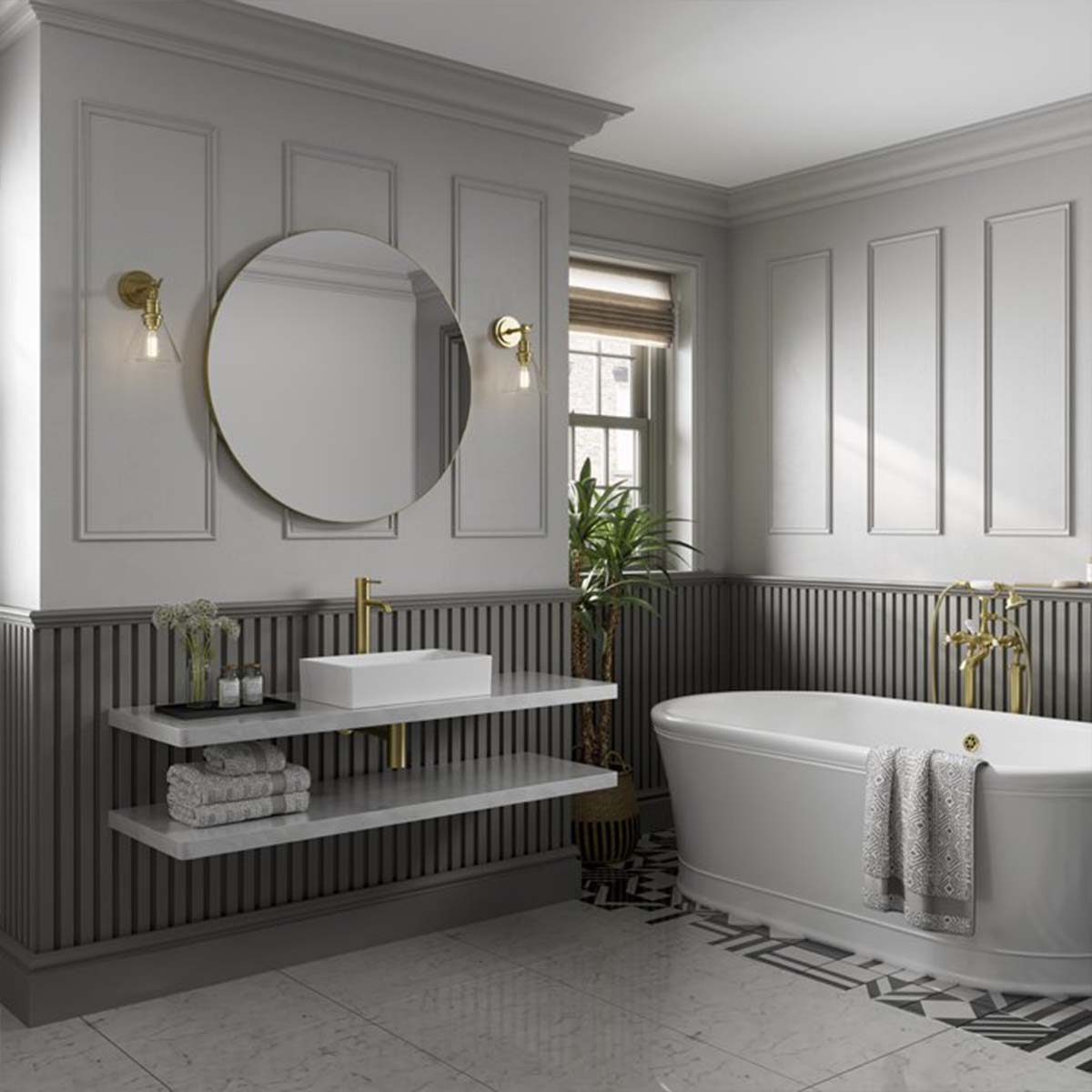 HiB Trim Round Brushed Brass Mirror