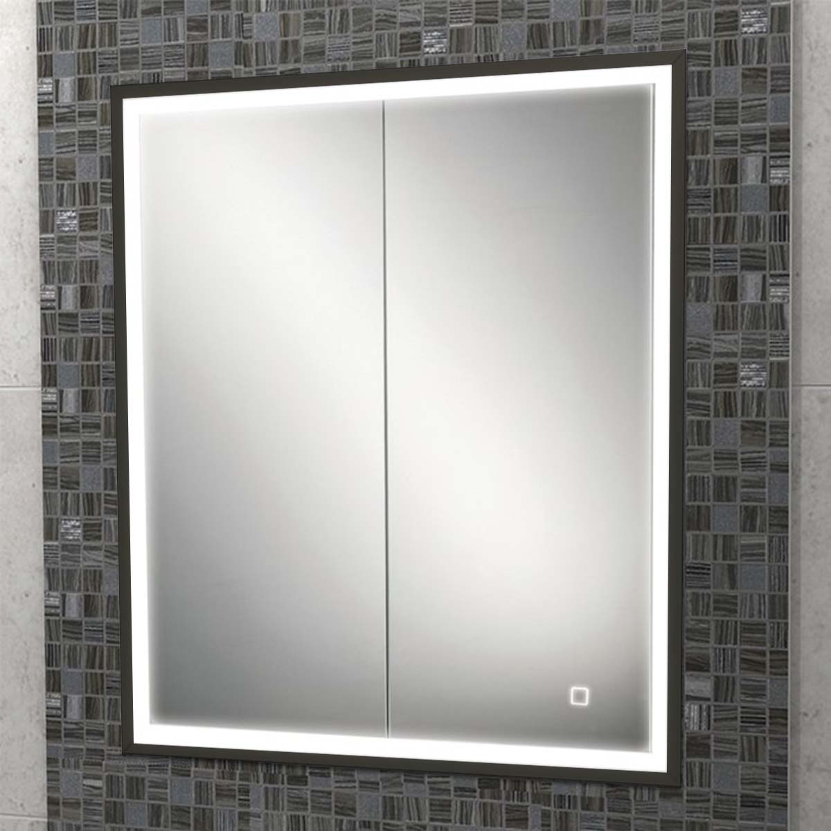 HiB Vanquish Recessed 2-Door LED Mirror Cabinet With Charging Sockets