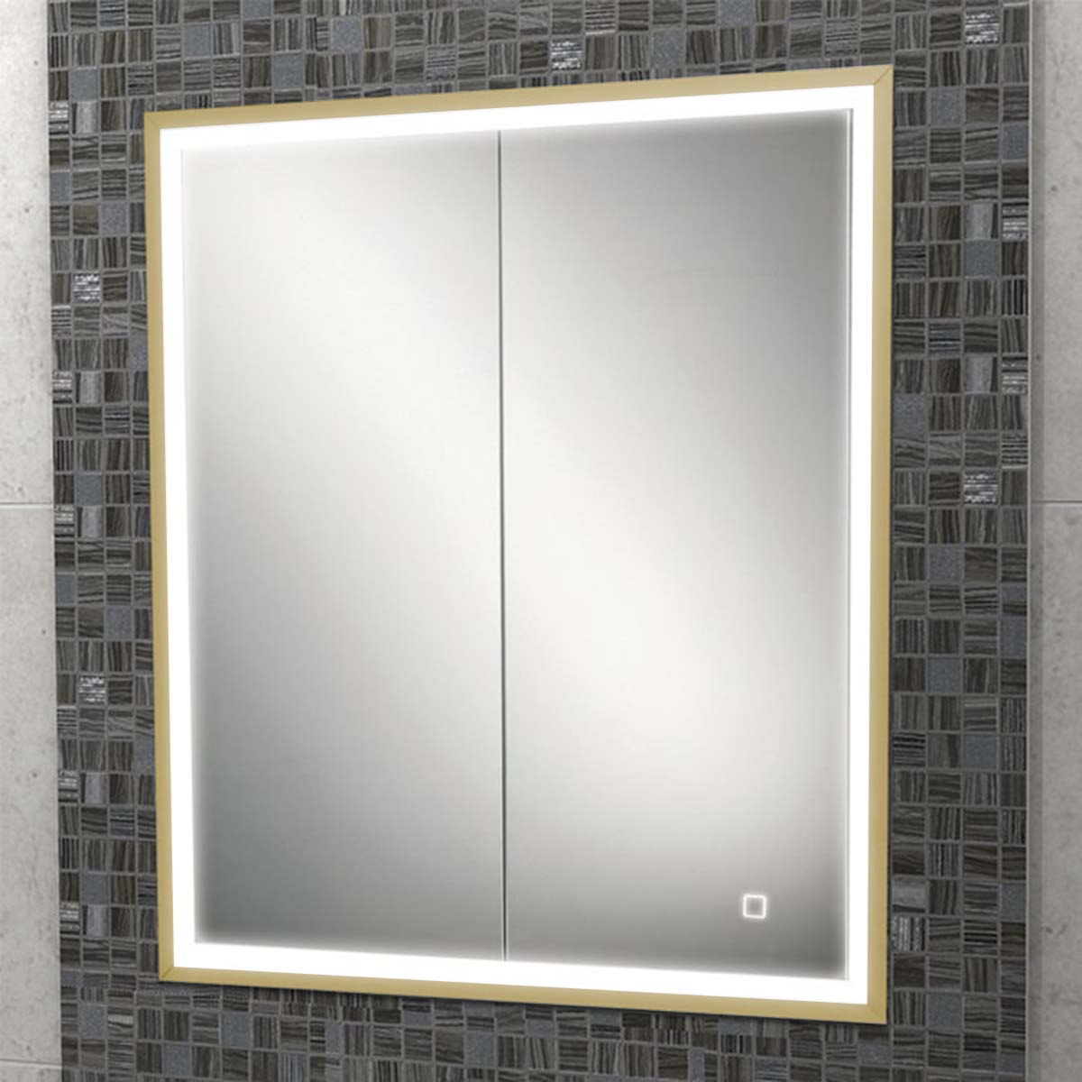HiB Vanquish Recessed 2-Door LED Mirror Cabinet With Charging Sockets