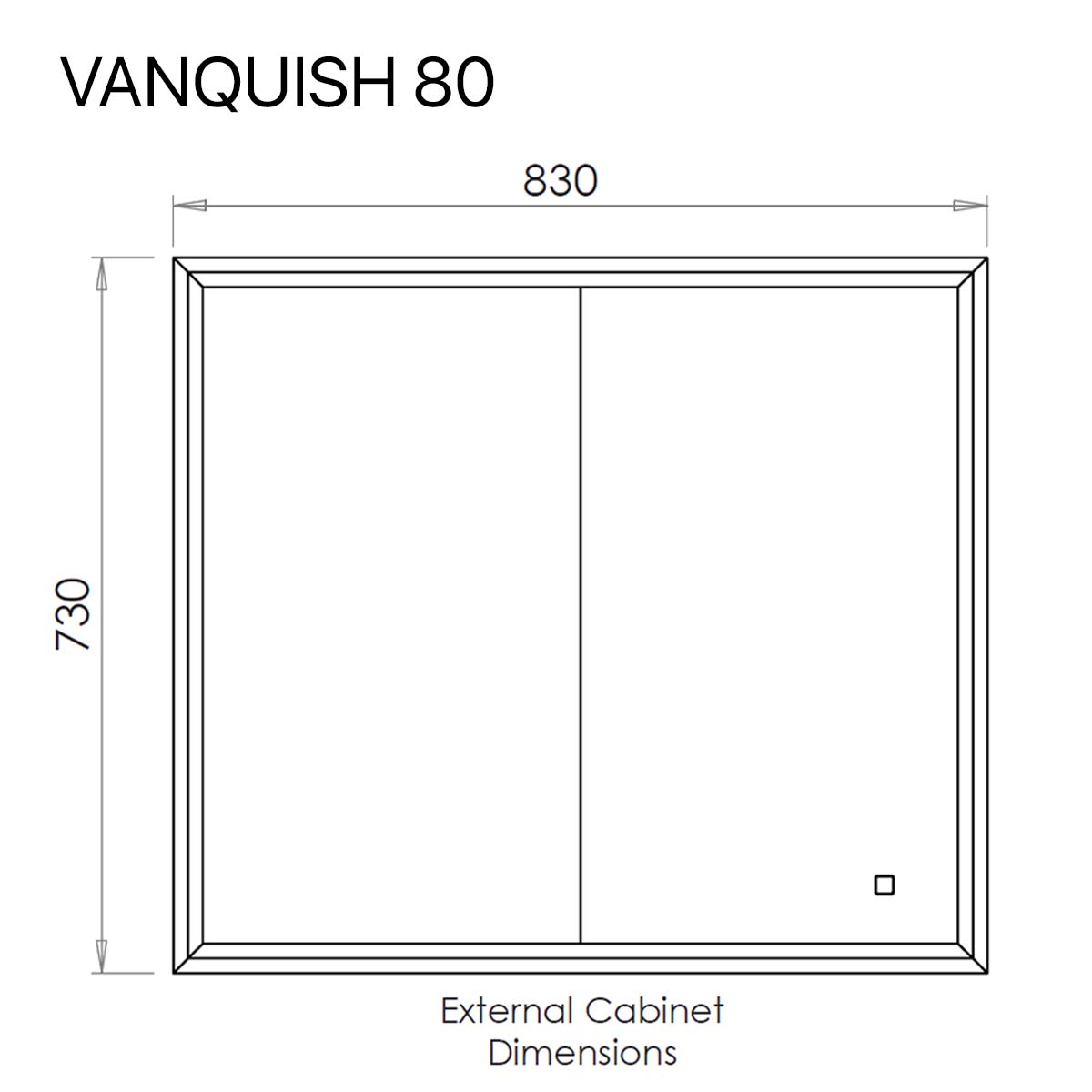 HiB Vanquish 80 Double Door Recessed LED Mirror Cabinet Dimensions