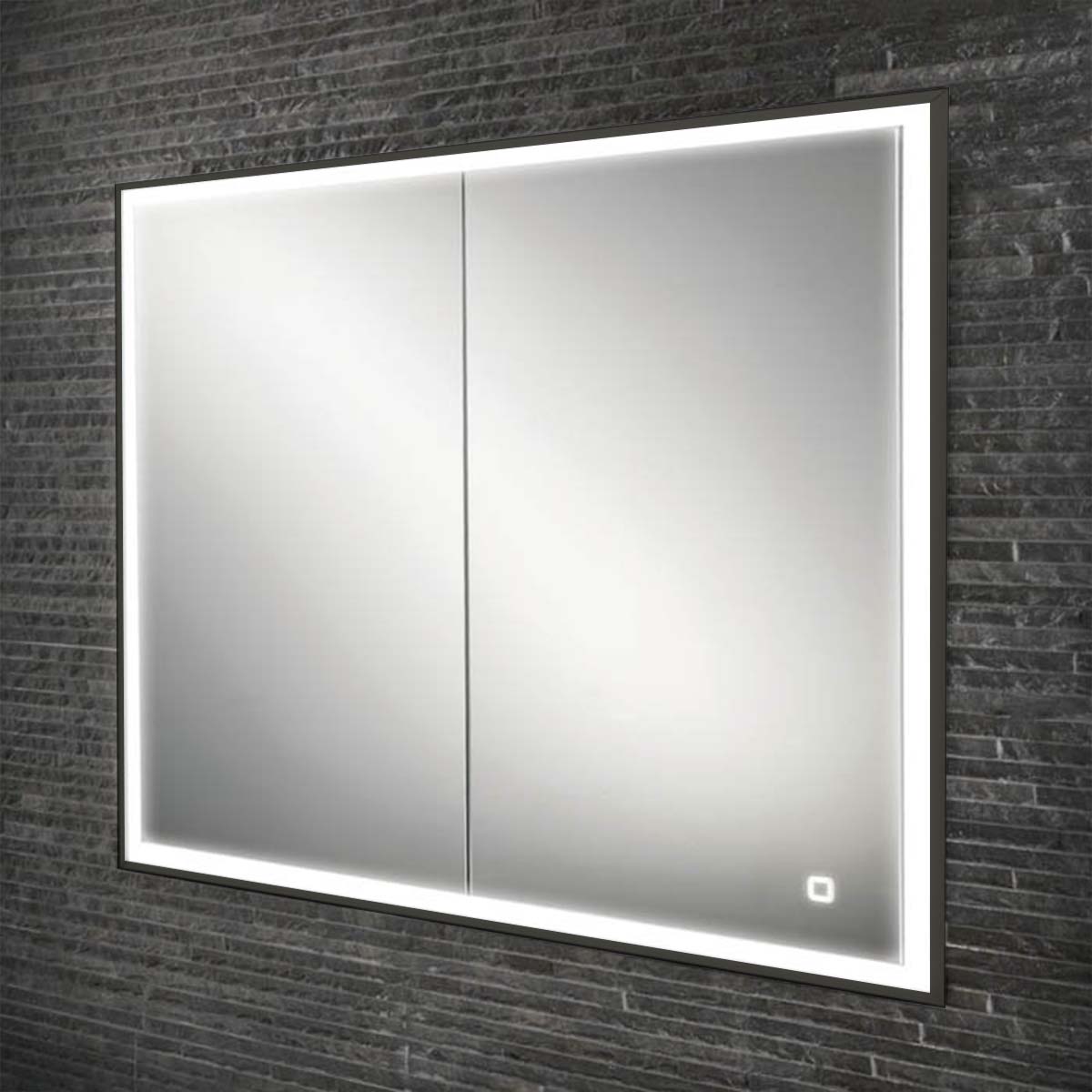 HiB Vanquish Recessed 2-Door LED Mirror Cabinet With Charging Sockets