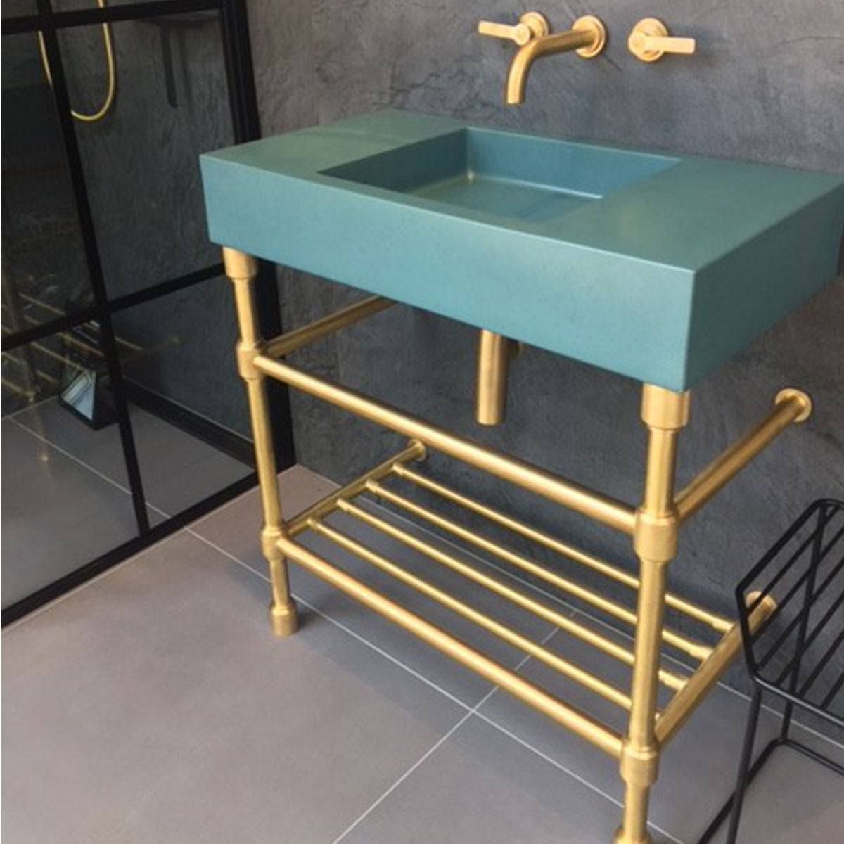 Kast Pitch Rectangle Wall-Hung Concrete Basin With Shelf Surface