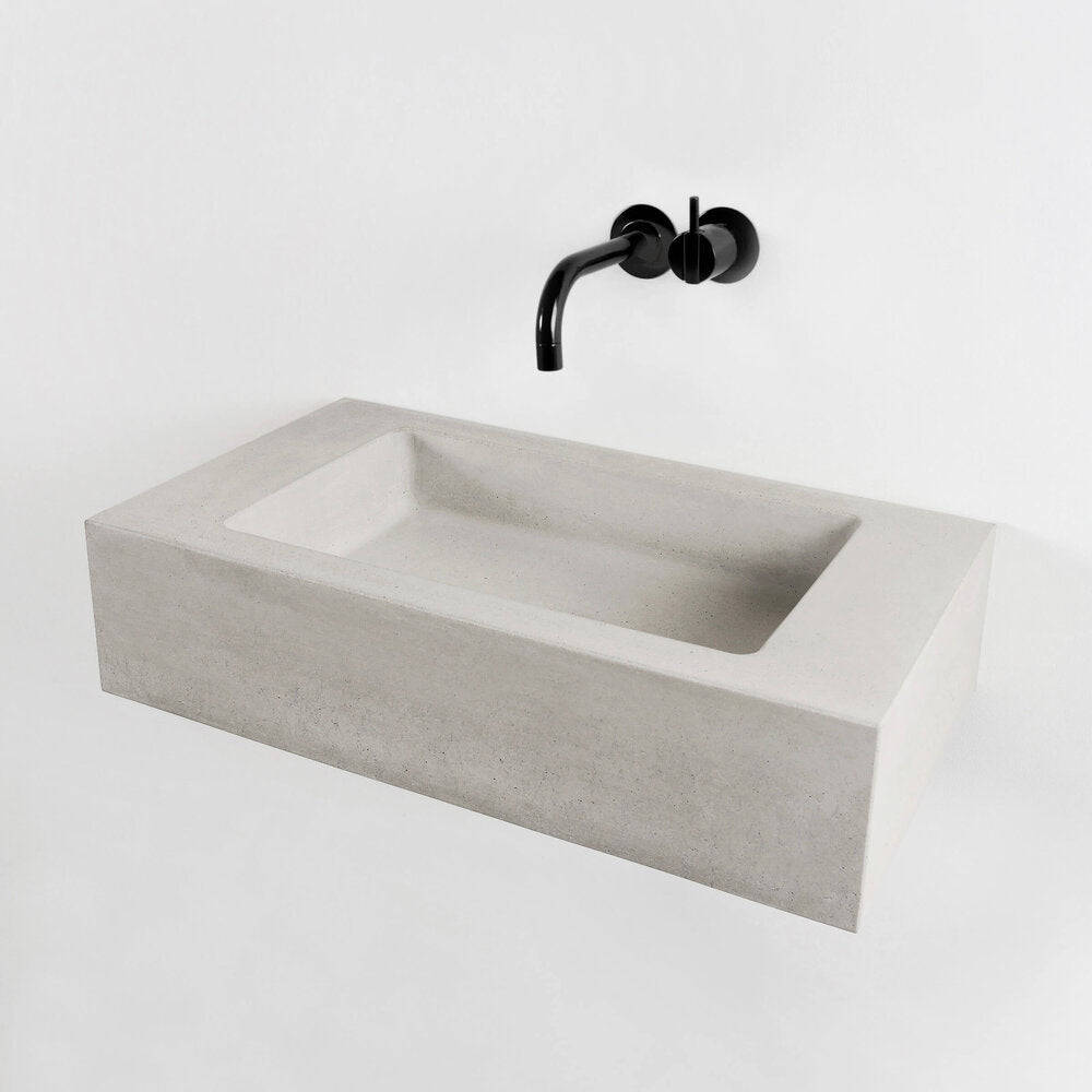Kast Pitch Short Projection Rectangle Wall-Hung Concrete Basin With Shelf Surface