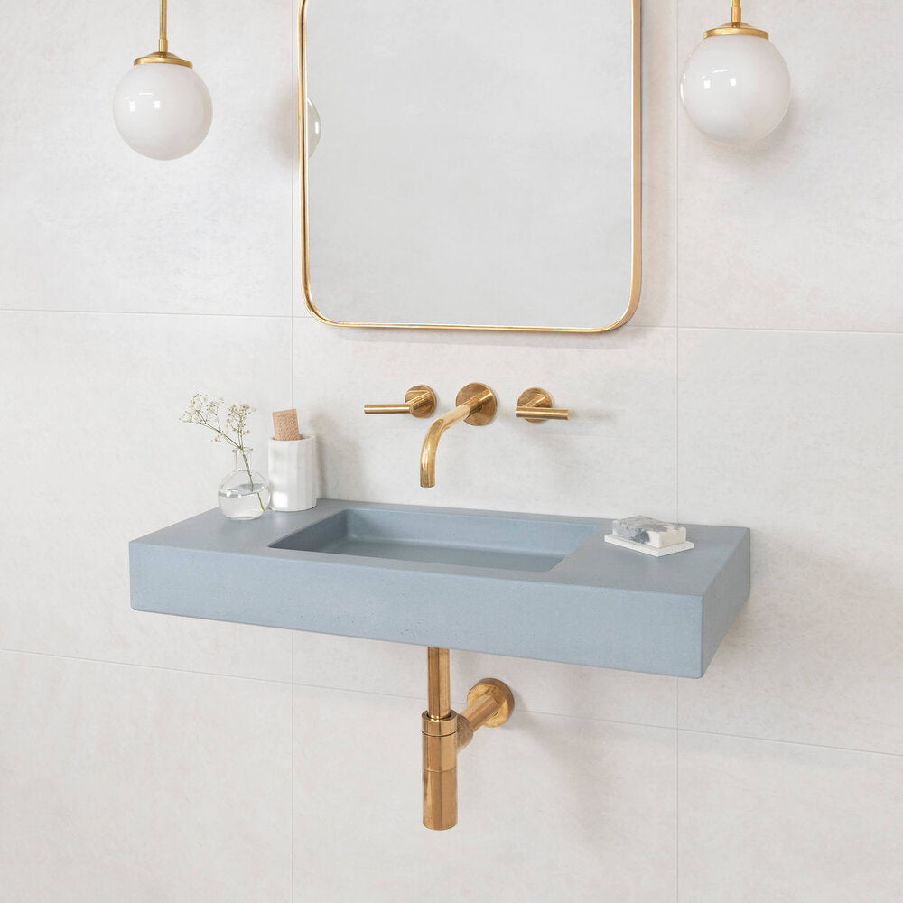 Kast Pitch Short Projection Rectangle Wall-Hung Concrete Basin With Shelf Surface