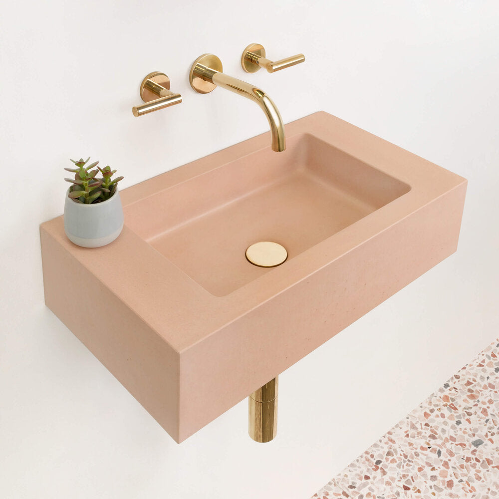 Kast Pitch Short Projection Rectangle Wall-Hung Concrete Basin With Shelf Surface