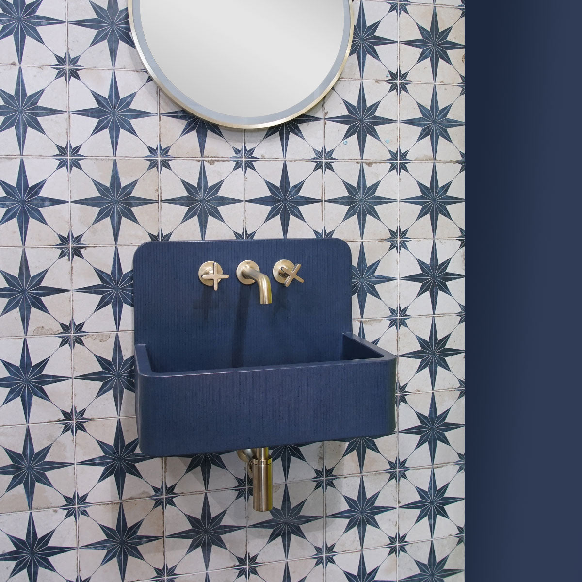 Kast Elm Patterned Wall-Hung Concrete Basin With Splashback