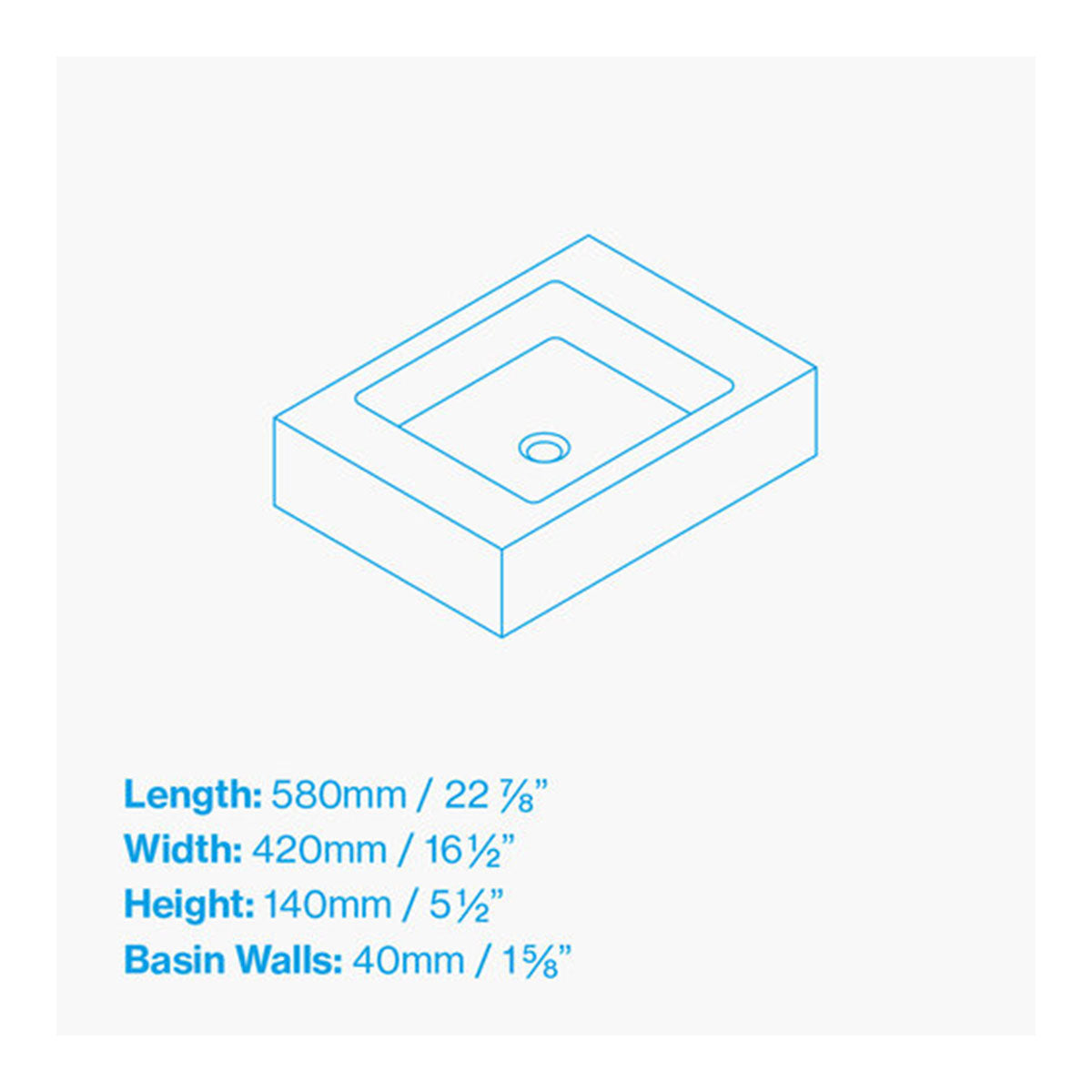 Kast Pitch Short Projection Rectangle Wall-Hung Concrete Basin With Shelf Surface