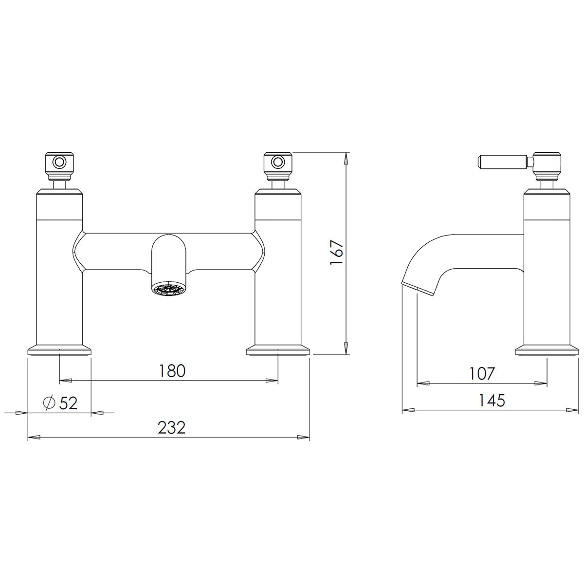 Marston Bath Filler Chrome Dimensions