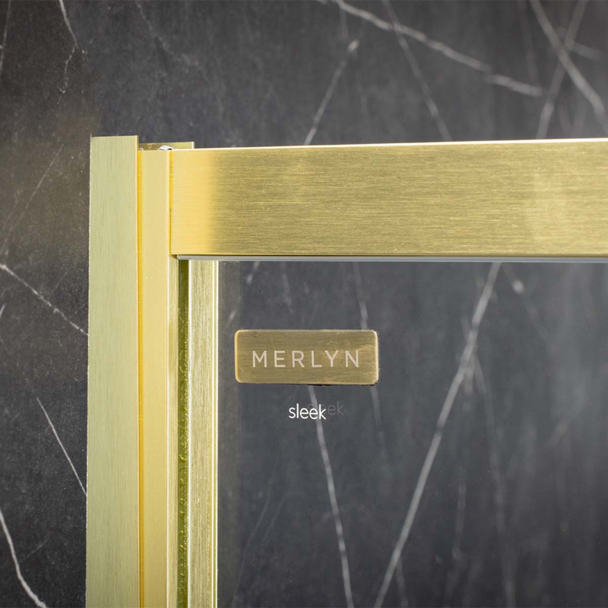 Merlyn 6 Series Sleek Sliding Shower Door With Side Panel Brushed Brass