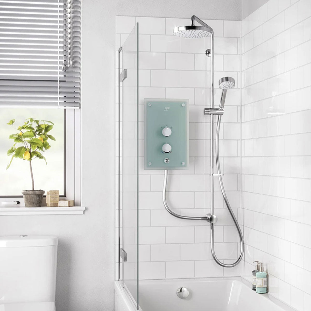 Mira Azora Dual Mains Fed Frosted Glass Electric Shower 9.8kW