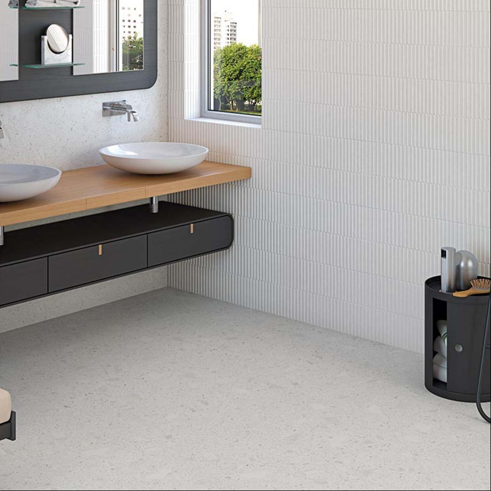 Miscela Blanco Terrazzo Effect Porcelain Tile Polished 79x79cm Lifestyle