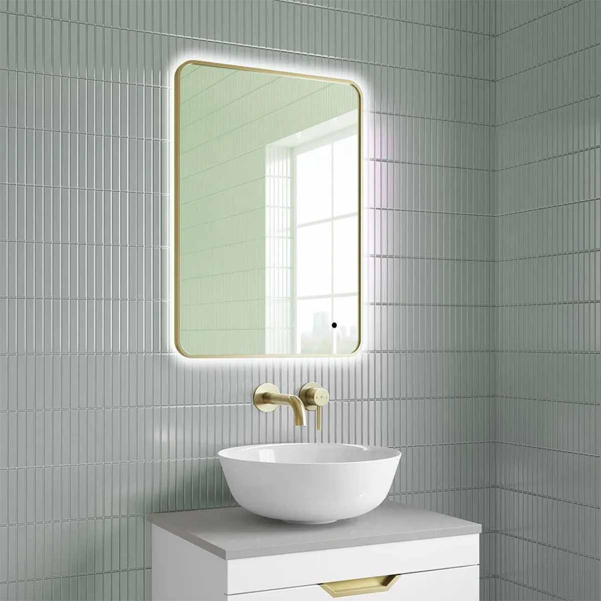 Oro 50 Slimline LED Fog Free Bathroom Mirror Brushed Brass